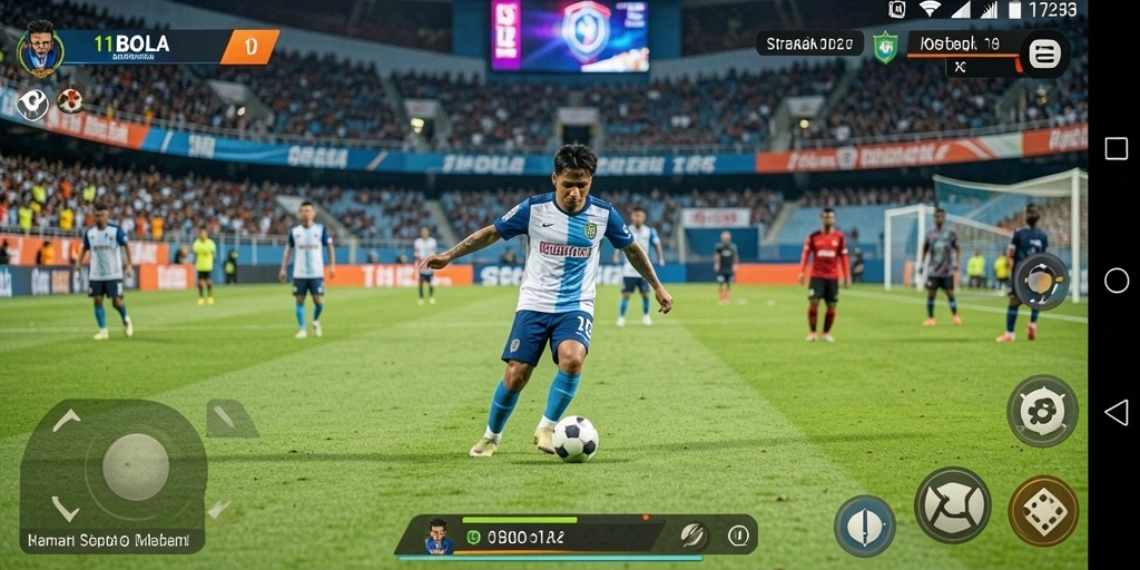 Tangkapan layar 11BOLA yang menampilkan aksi bermain strategi sepak bola.