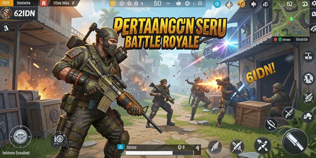 Tampilan seru gameplay Battle Royale di 62IDN dengan pertarungan intens.