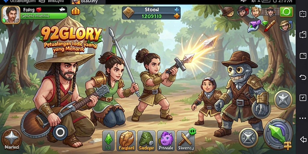 Tampilan gameplay menarik dari 92GLORY dengan mekanisme idle.