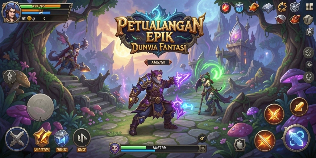 Screenshot AMS789 menampilkan pertarungan epik dengan karakter yang kuat.
