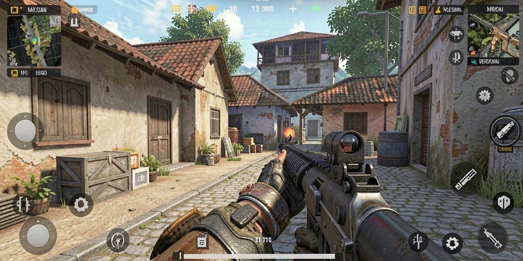 Tampilan gameplay D06 yang seru dan menegangkan dengan aksi FPS.