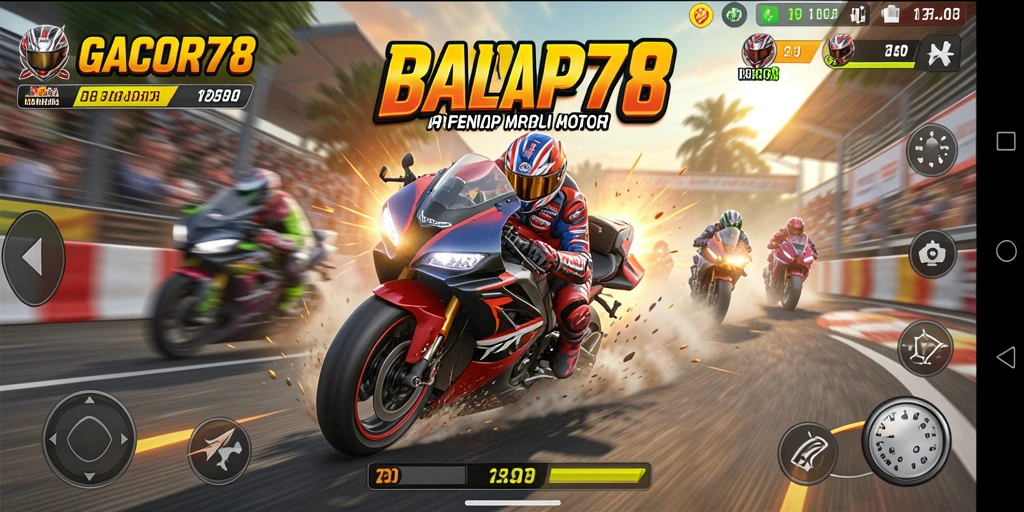 Screenshot GACOR78 menampilkan aksi balap motor yang mendebarkan.