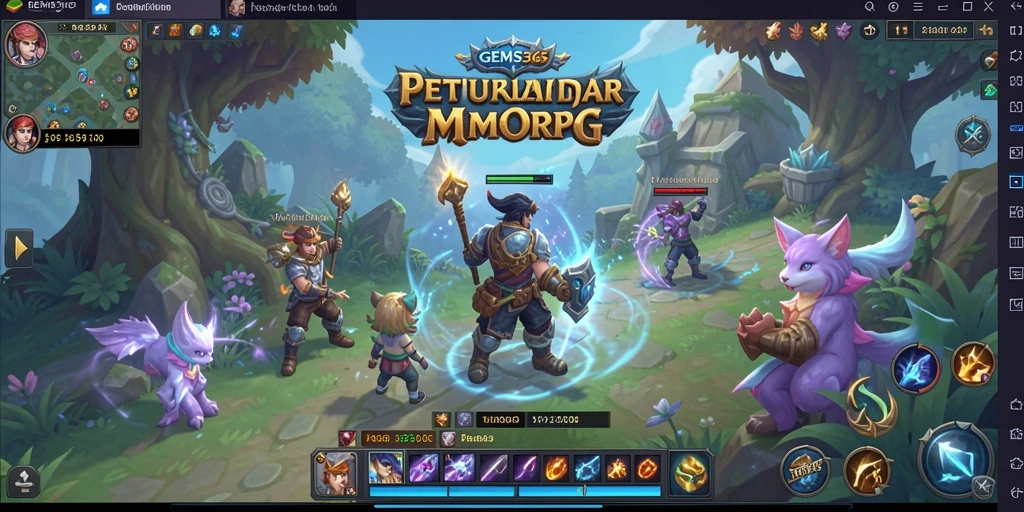 Tampilan gameplay seru dari GEMS365 dalam dunia MMORPG yang mengagumkan.
