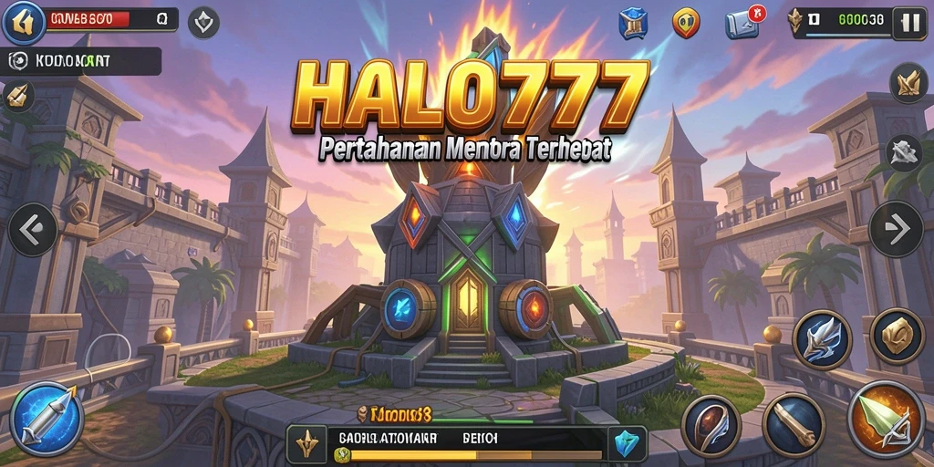 Screenshot utama HALO777 menampilkan aksi menara pertahanan yang mendebarkan.
