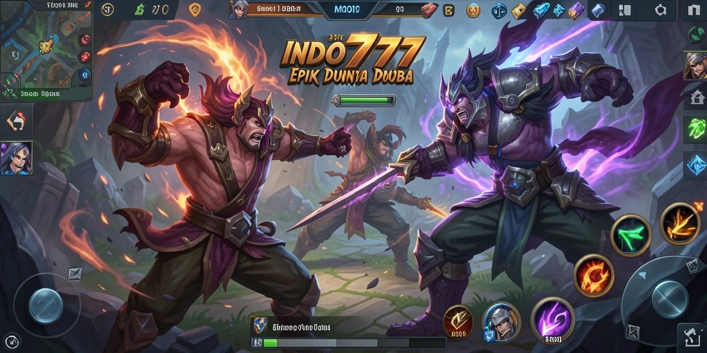 Screenshot gameplay INDO777 yang menampilkan pertempuran seru dan karakter unik.
