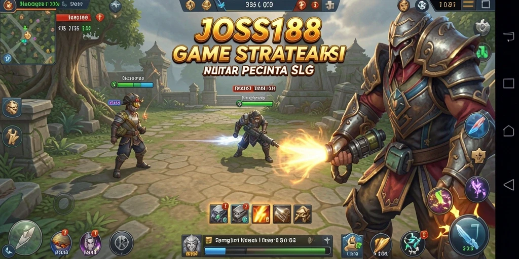 Screenshot utama JOSS188 menunjukkan aksi strategi mendebarkan dalam game SLG.