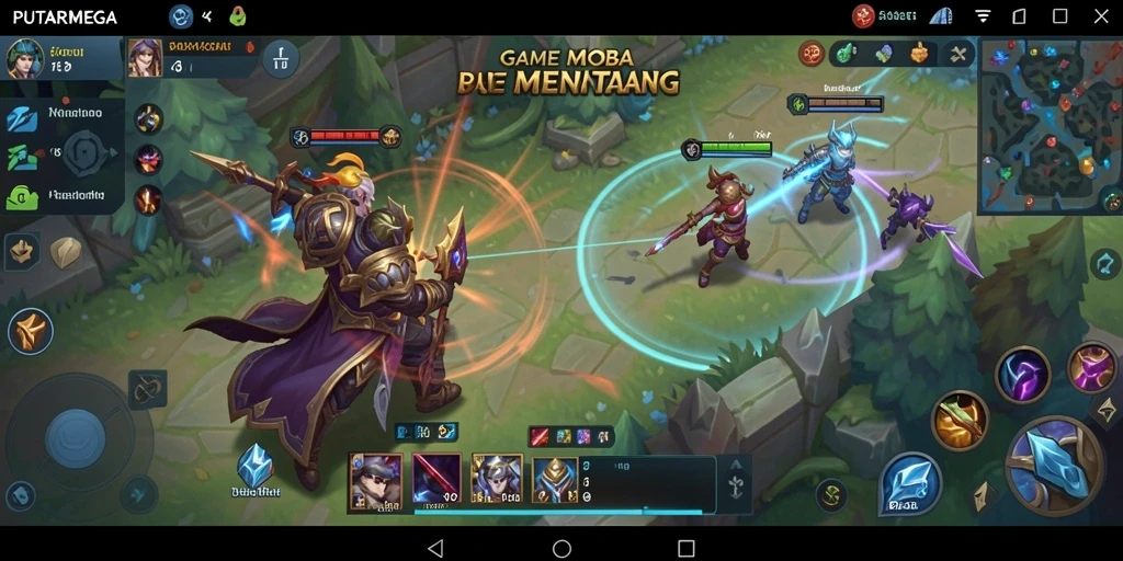 Tampilan gameplay seru dalam PUTARMEGA yang menampilkan pertarungan tim.