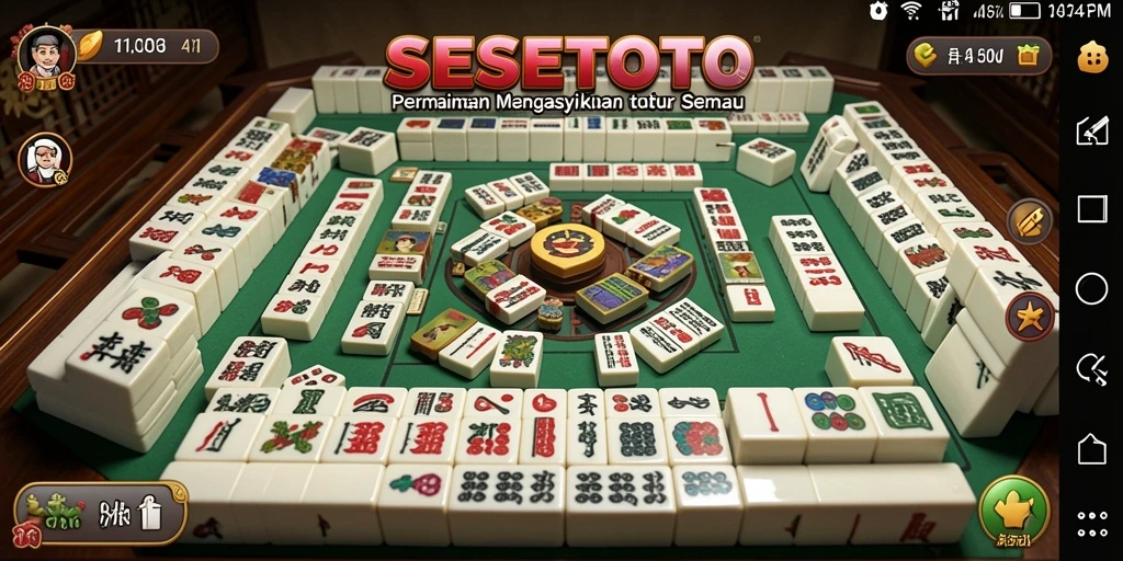 Gameplay SESETOTO menunjukkan aksi mencocokkan ubin Mahjong yang seru.