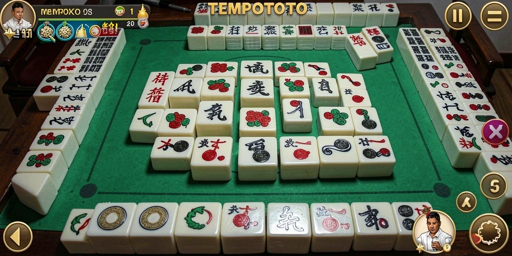 Screenshot gameplay TEMPOTOTO menampilkan serunya bermain Mahjong.